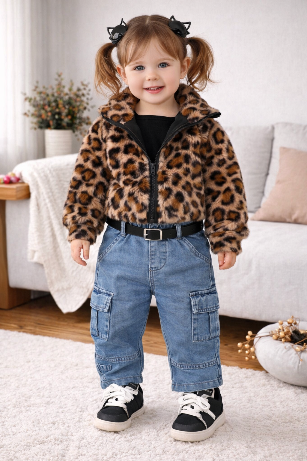 طقم جاكيت فرو حراري + بنطلون جينز وايد ليج - Kenda Shop