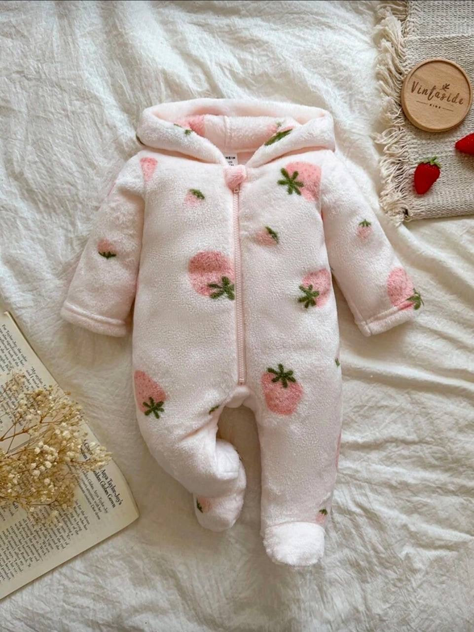 سلوبت فرو بولار حراري شتوي مبطن للبيبي بتصميم فراولة