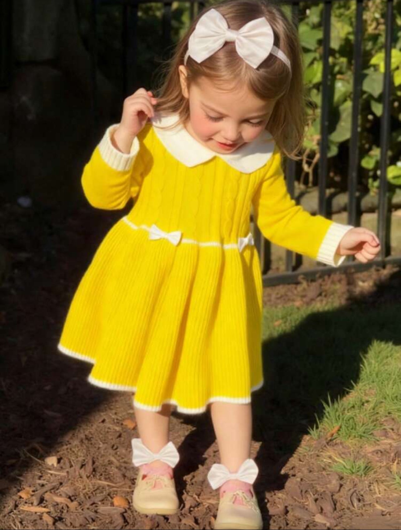 دريس صوف تريكو أحمر بفيونكات - Kenda Shop