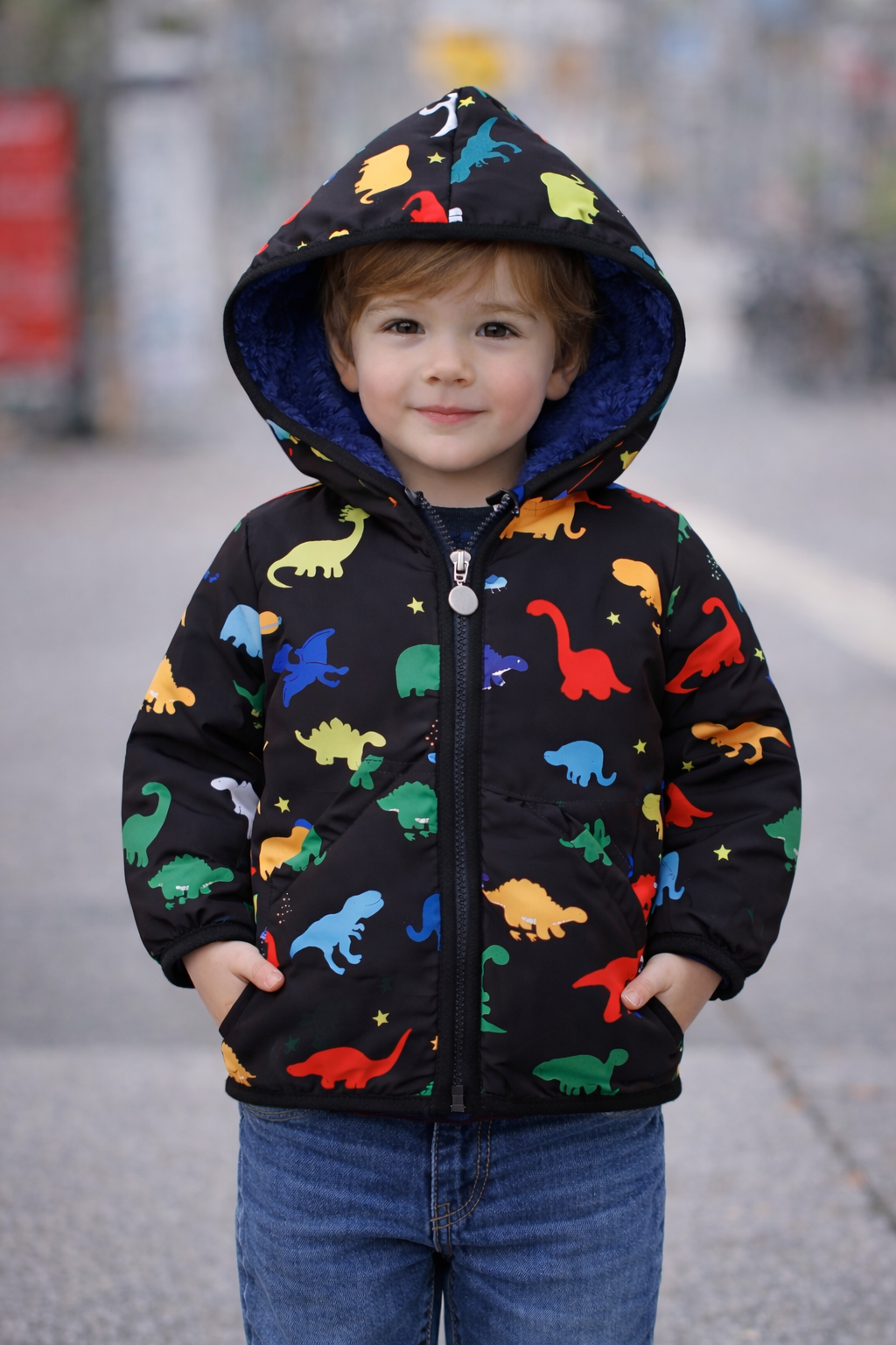 جاكيت اولادي ديناصور مبطن فرو حراري - Kenda Shop