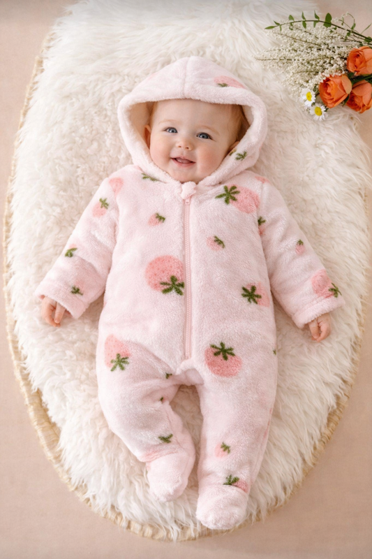 سلوبت فرو بولار حراري شتوي مبطن للبيبي بتصميم فراولة - Kenda Shop