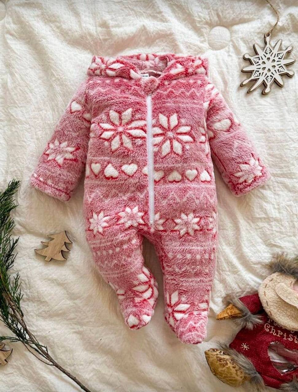 سالوبيت بولار حراري شتوي فرو – حمراء بنقشة قلوب وثلوج