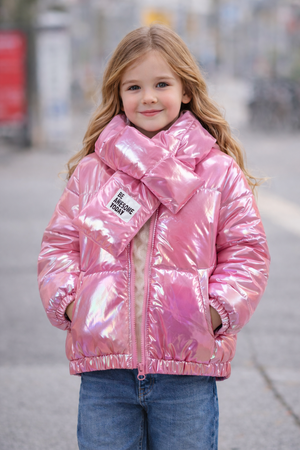 جاكيت بامب بينك + سكارف - Kenda Shop