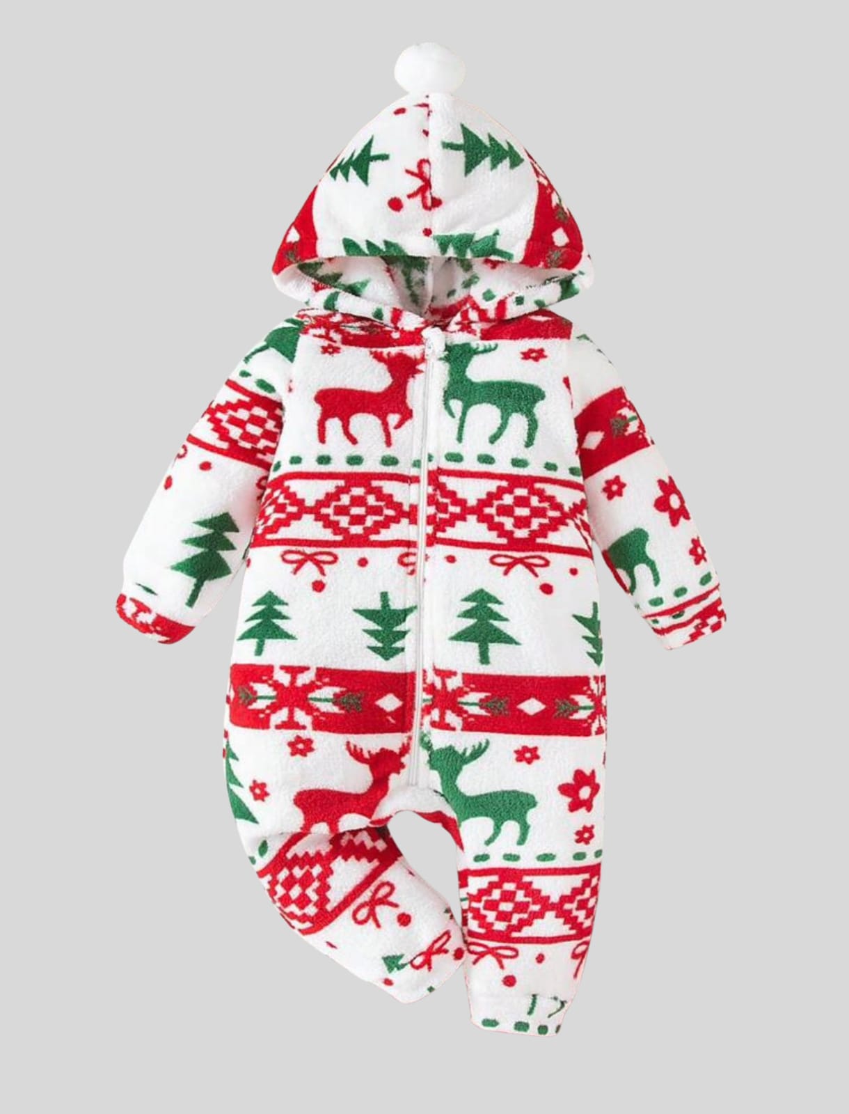 سالوبيت مواليد شتوي فرو برسومات كريسماس (أبيض/أحمر/أخضر)