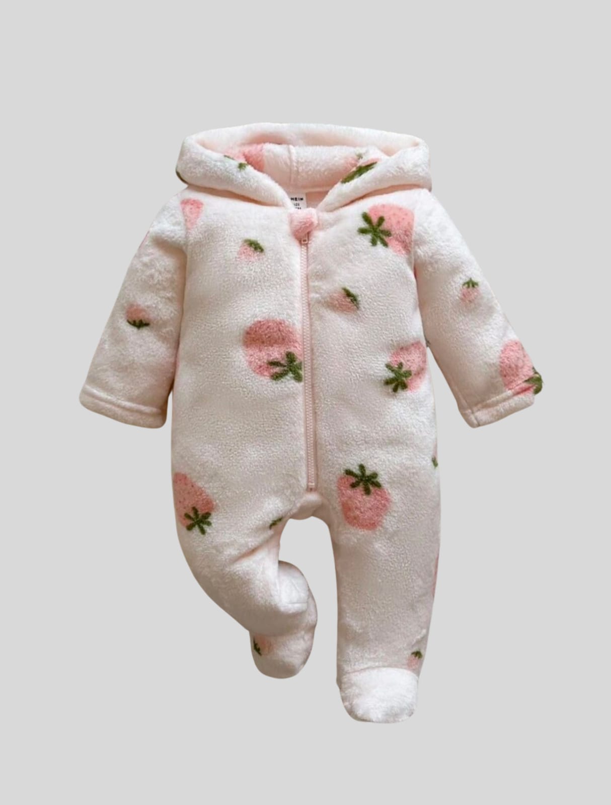 سلوبت فرو شتوي مبطن للبيبي بتصميم فراولة