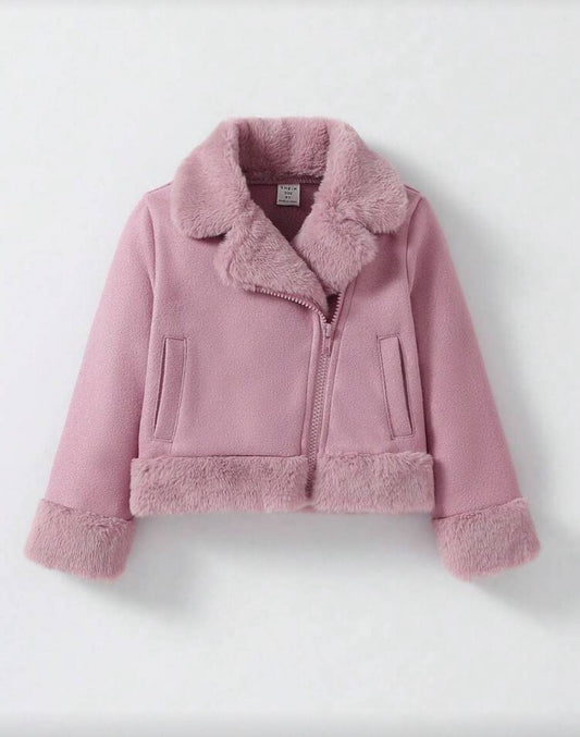 جاكيت جوخ في فرو حراري بينك