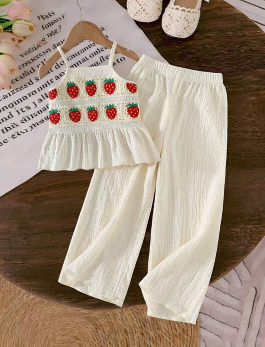 طقم بناتي قطعتين الفراولة الرقيقة - Kenda Shop