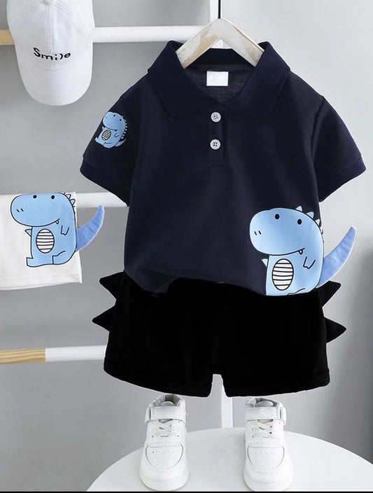 طقم ولادي قطعتين " الديناصور" الكحلي - Kenda Shop